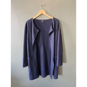 J. Crew Womens Blue Knit Long Cardigan Sweater Open Front Size Medium